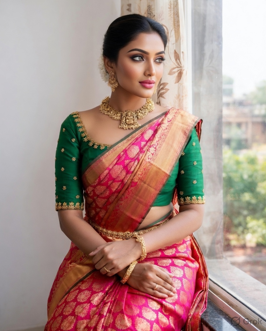 Pink Kanchipuram Silk Saree