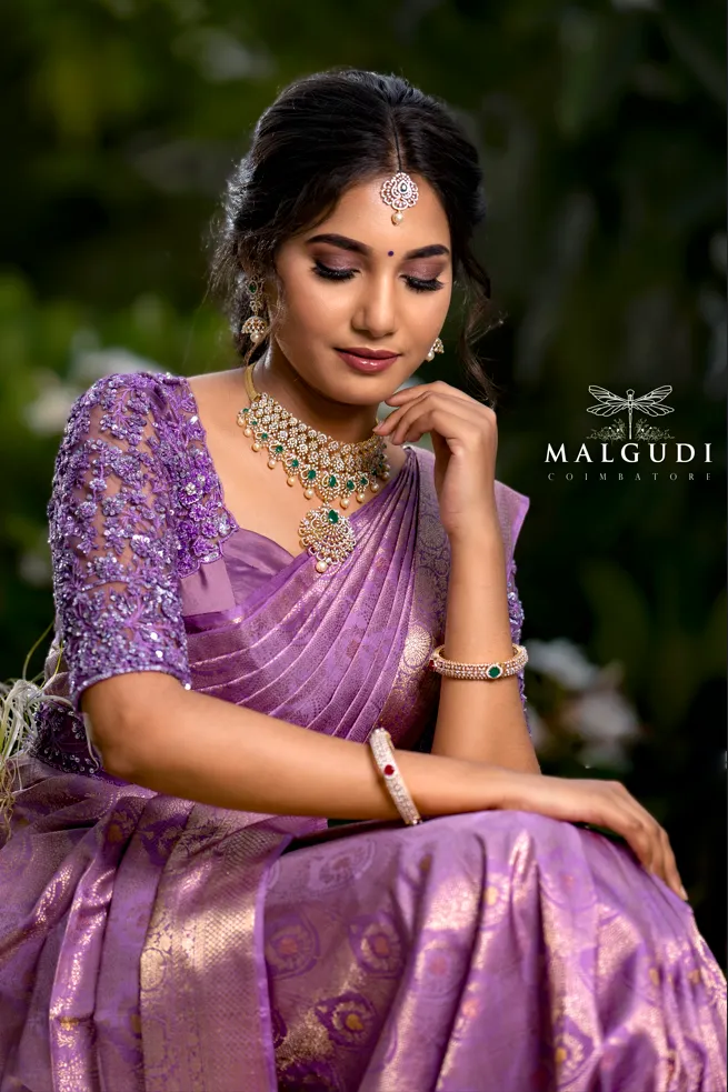 Lavender Zari Woven Kanchipuram Silk Saree