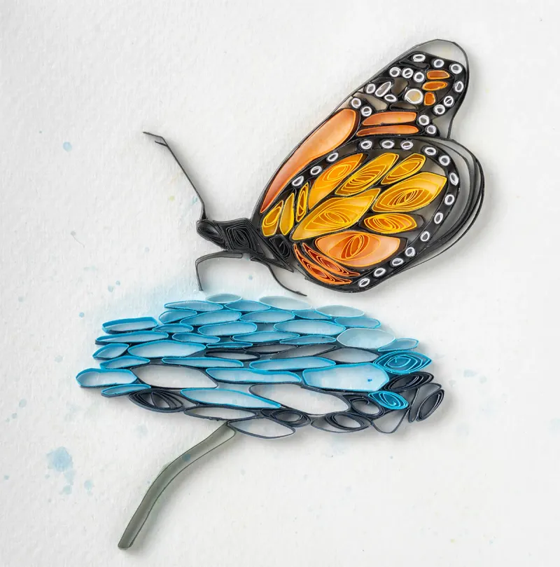 Butterfly on Flower - Quilling Art (Unframed Print)