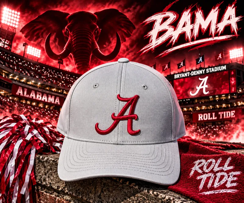 Alabama Crimson Tide- Gray with red logo