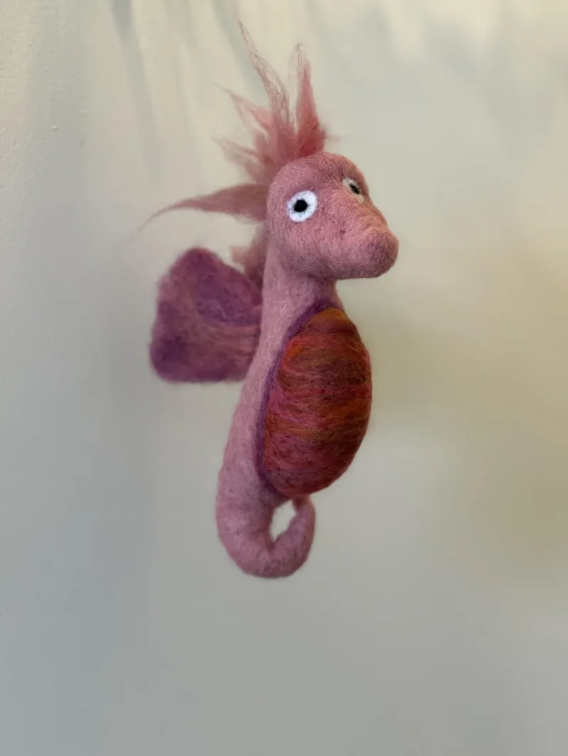 Whimsical Needle Felted Seahorse – Kit & Online Needle Felting Class with Wire Armature Pattern