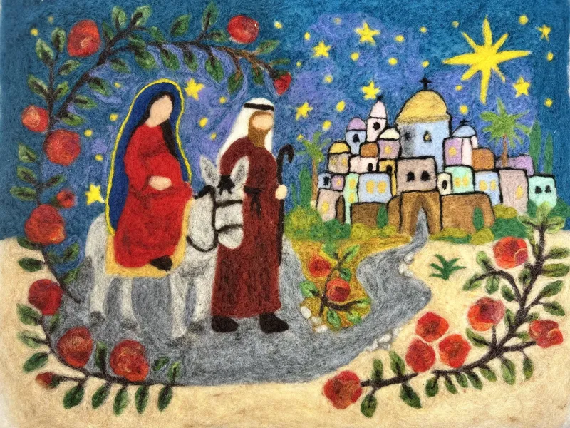 Third Annual Felting Advent Calendar Online Class or add Kit - Mary on the Trail of Roses