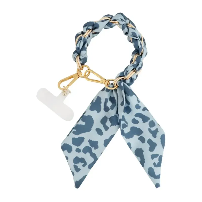 Cheetah Print with Gold Knotted Scarf Purse or Phone Chain