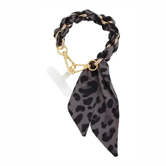 Cheetah Print with Gold Knotted Scarf Purse or Phone Chain