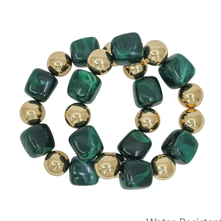 Water Resistant Set of 2 16mm and 14mm Stretch Bracelets