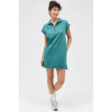 Double Zero Half Zip Up Mock Neck Mini Dress