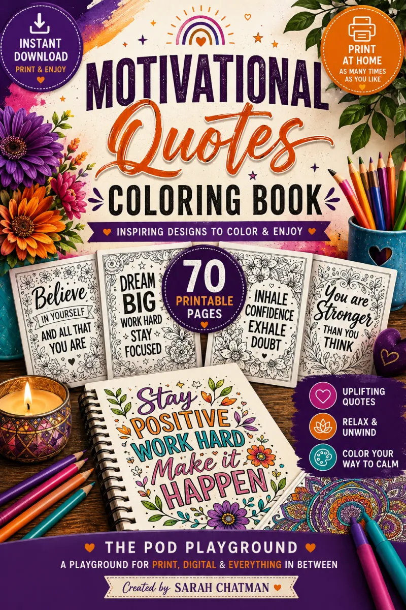 Motivational Quotes Coloring Book