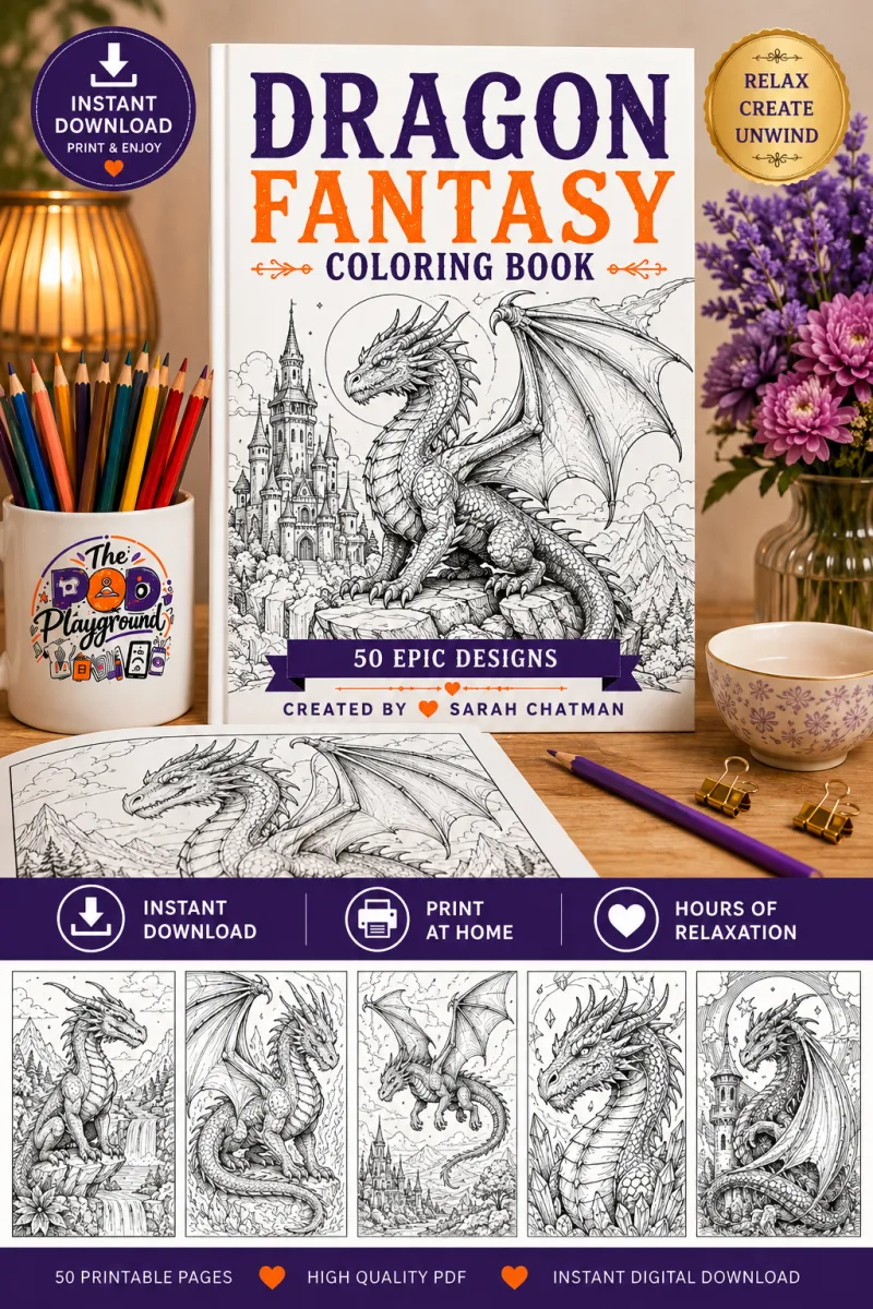 Dragon Fantasy Coloring Book