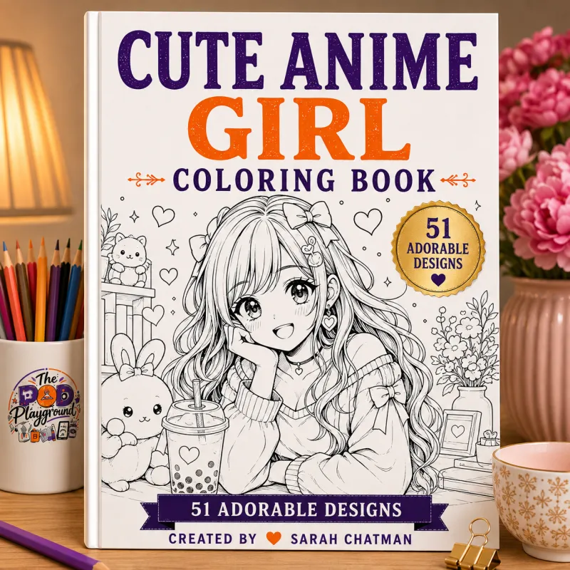 Cute Anime Girl Coloring Book