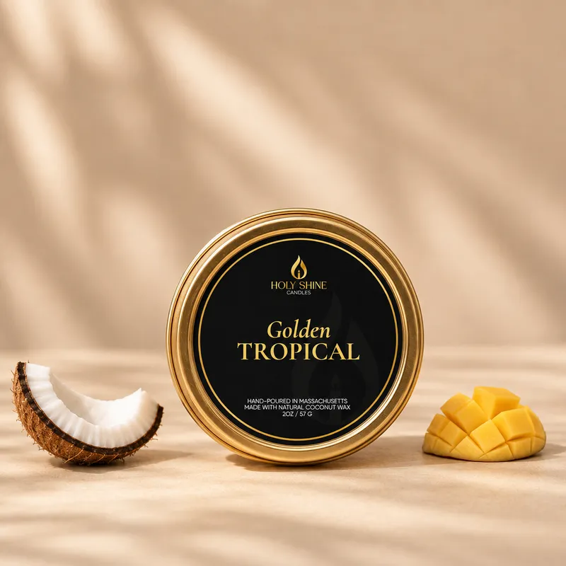 Golden Tropical Luxury Travel Tin Candle