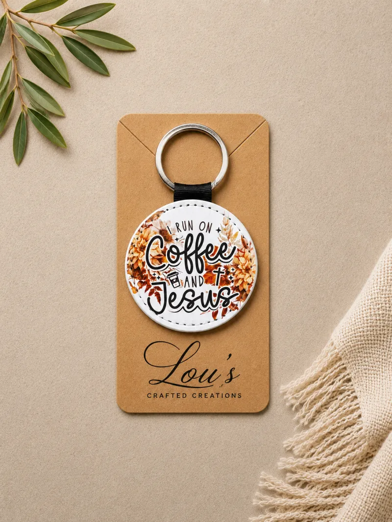 I Run on Coffee and Jesus - Sublimation Keychain