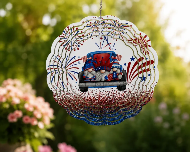 Patriotic Gnome Wind Spinner