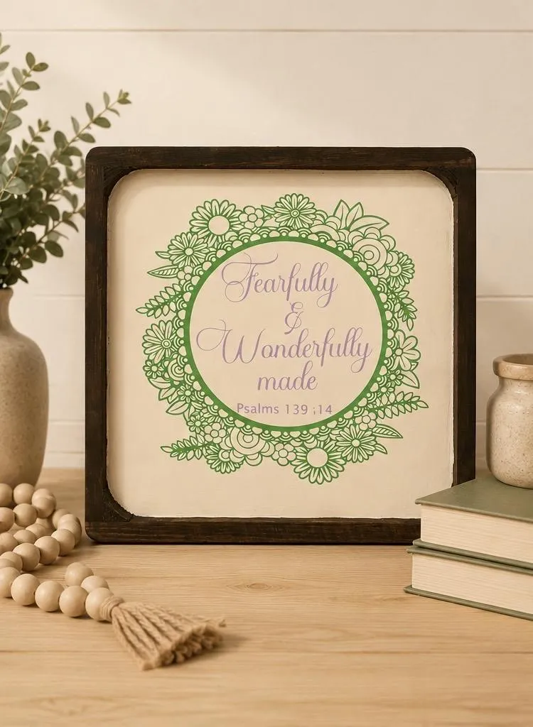 Fearfully & Wonderfully Made - Wood Framed Sign