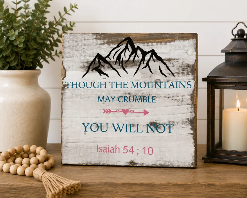 Though the Mountains May Crumble Sign