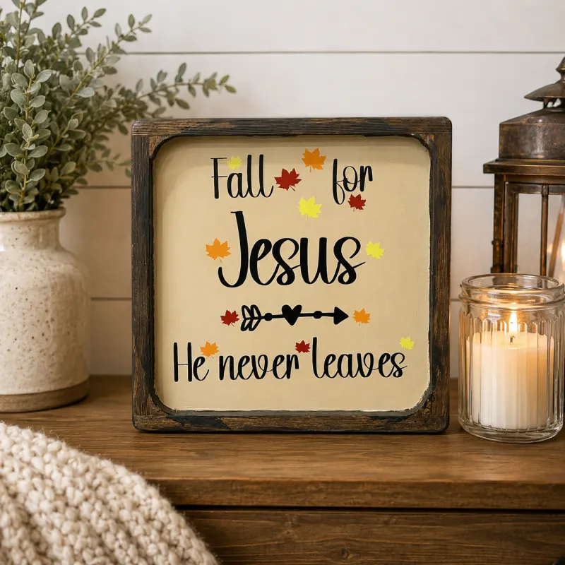 Fall for Jesus - Wood Framed Sign
