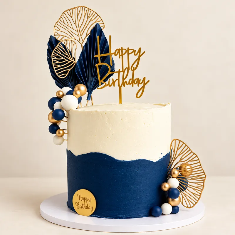 Navy & Gold Birthday Cake