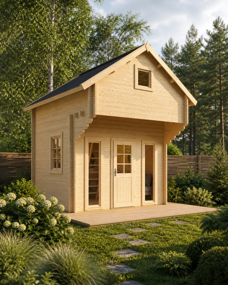 Casă de grădină Bunkie Alberta 40 mm cu loft - STANDARD