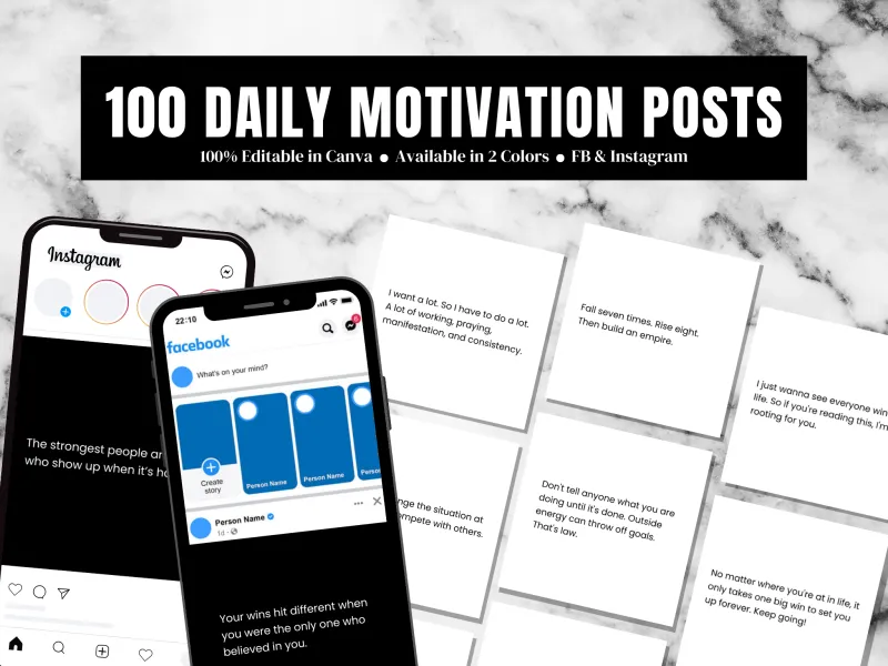 100 Daily Motivation Post for Facebook and Instagram