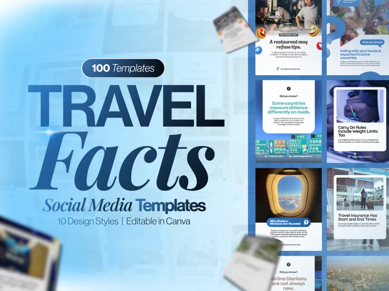 Travel Facts Social Media Templates