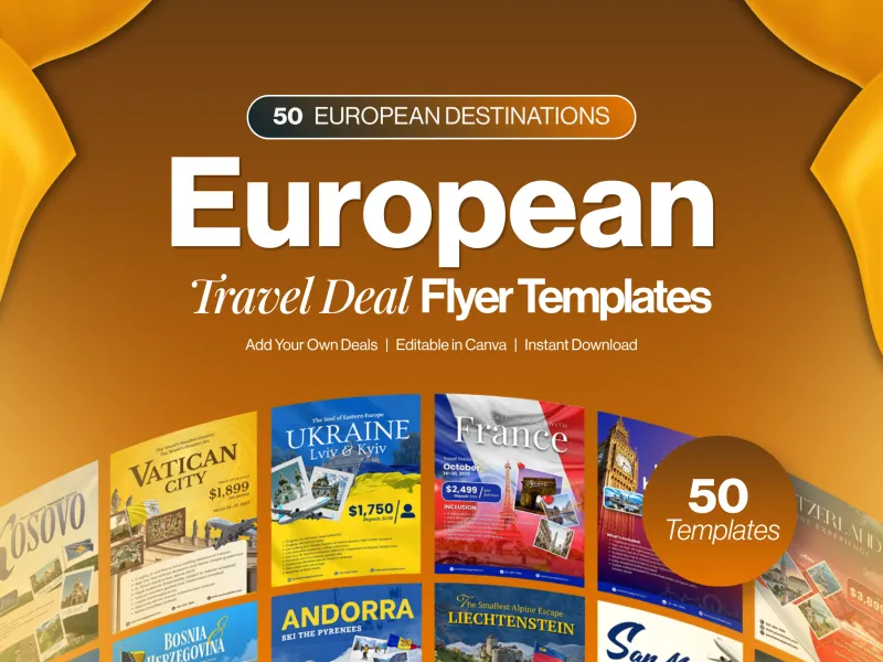 European Travel Deal Flyer Templates