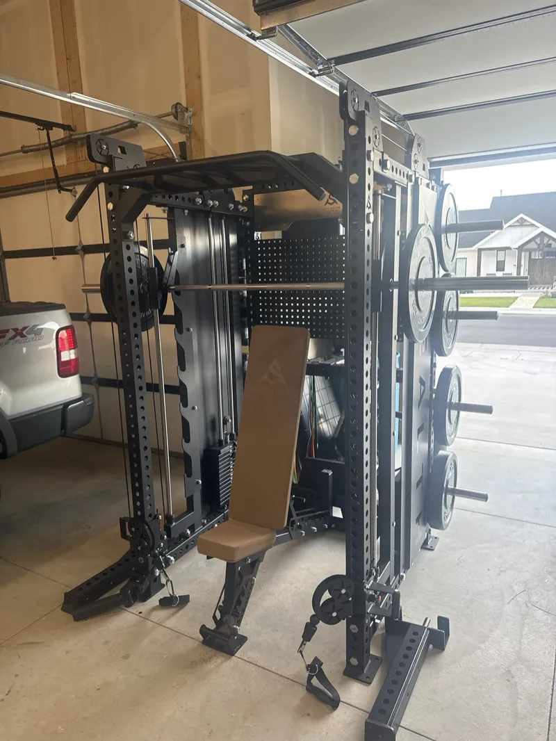 BUNDLE: All-In-One Stealth Phantom Power Rack (Smith Machine, Bench, Cable system, 230 lbs of bumper plates)