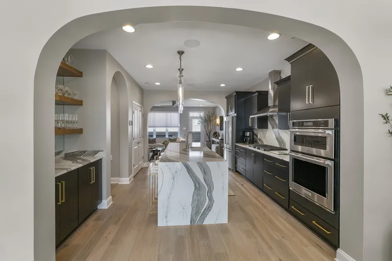 Kitchen through an archway
