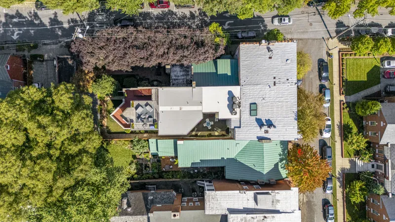 Top-down view of townhomes