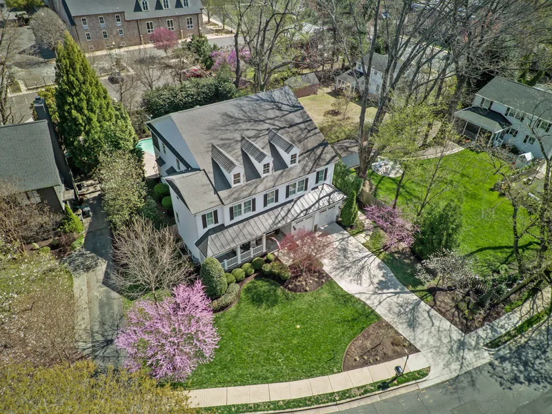 Aerial view of a home among the trees