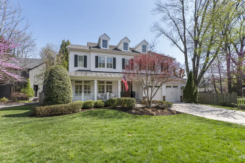 White colonial home exterior