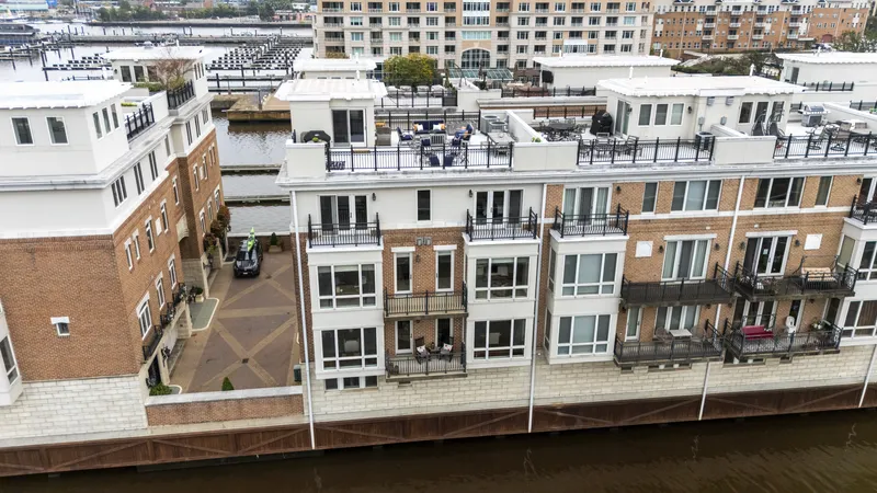 Aerial view of condo buildings