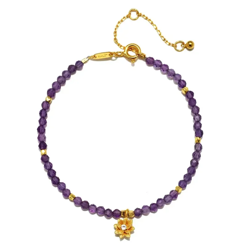 Satya Jewelry Amethyst Lotus Gemstone Bracelet 