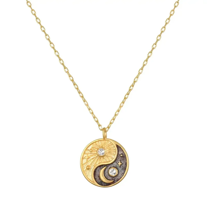 Satya Jewelry Celestial Balance Yin Yang White Topaz Necklace