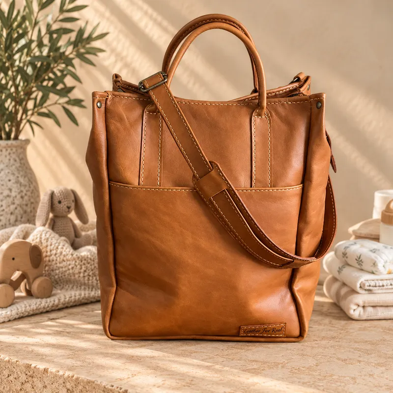 Convertible Leather Diaper Bag