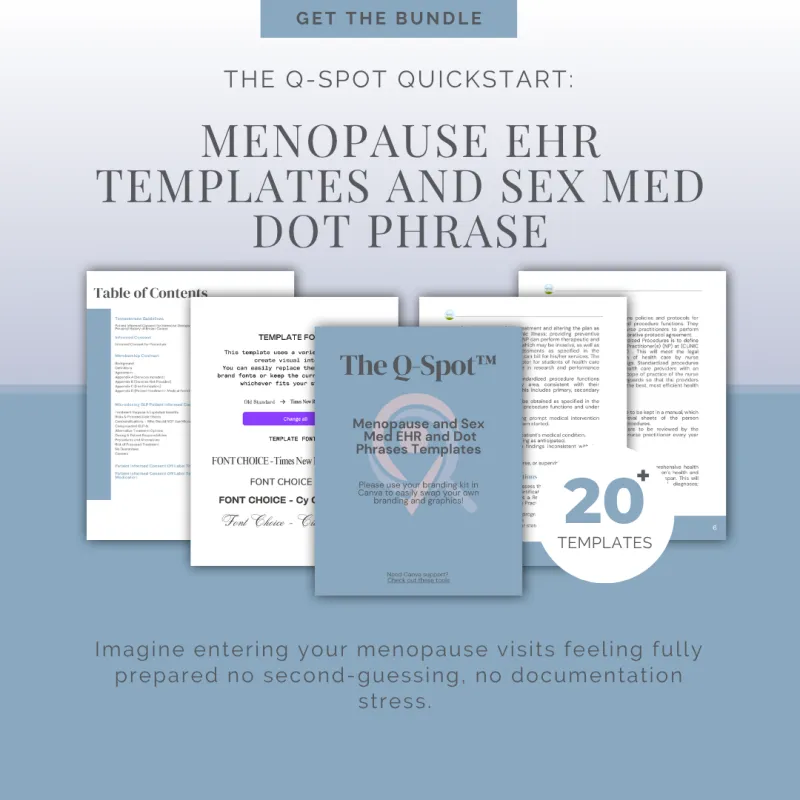 The Q-Spot Quickstart: Menopause EHR Templates and Sex Med Dot Phrase 