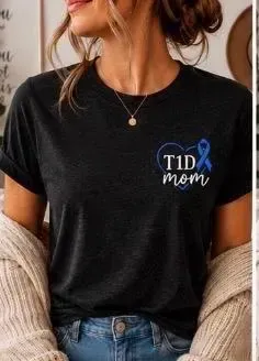 T1D mom Embroidered T-shirt Bella + Canvas Soft Cotton Blend Unisex T-shirt| Type 1 Diabetes Apparel | Cute T1D T-Shirt | 