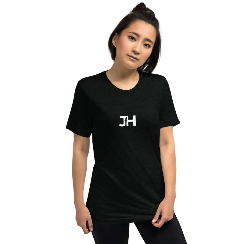 White JH Logo Adult Tri-Blend Short sleeve t-shirt