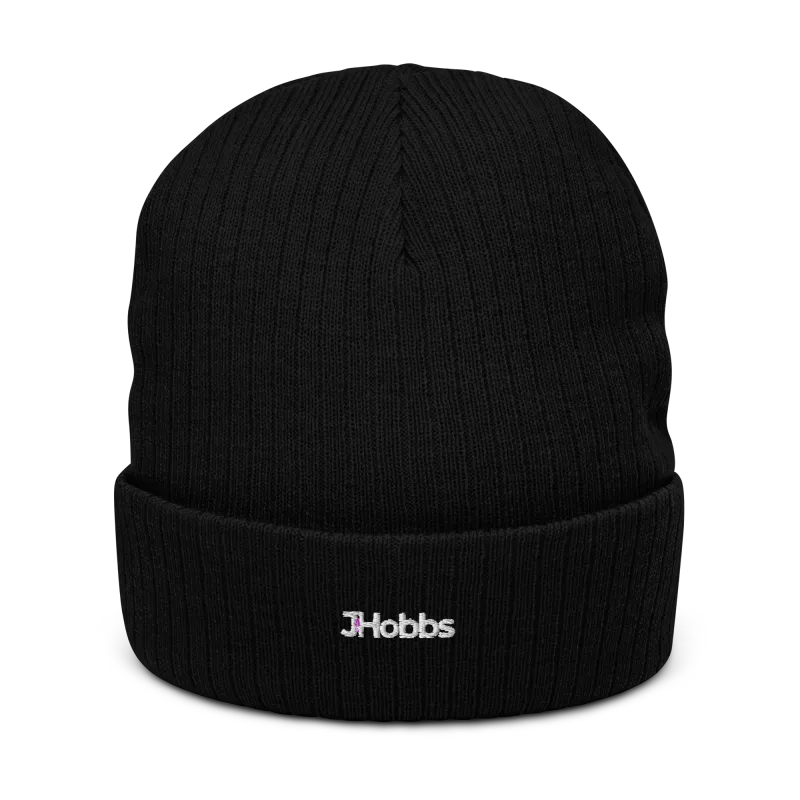White JHobbs Logo Ribbed knit beanie