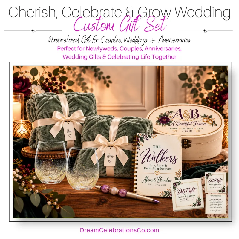 Cherish, Celebrate & Grow Wedding Custom Gift Set