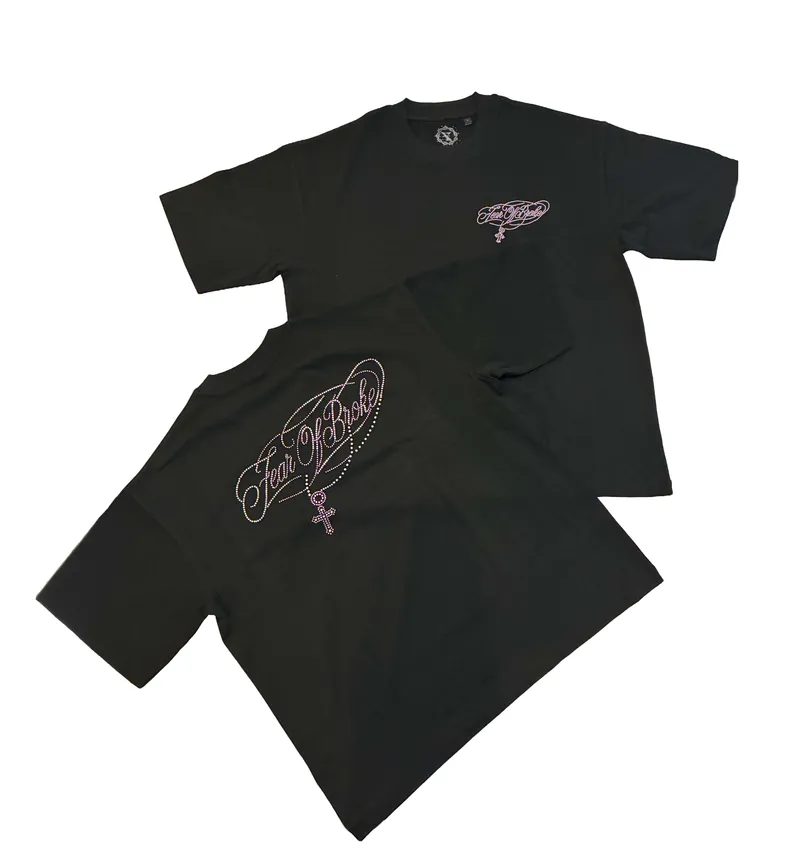 Fear of Broke Black Rhinestone T-Shirt
