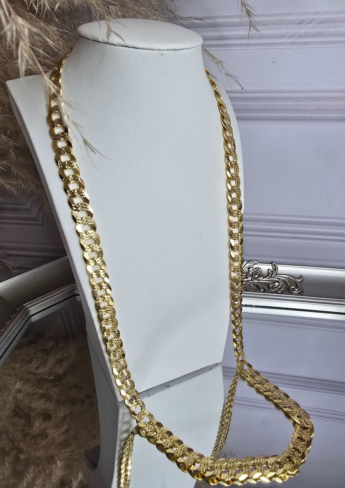 Cadena eslabon cubano -Plata Dorada 