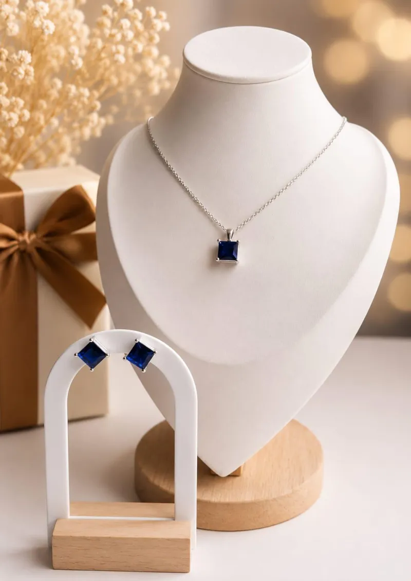 Set Piedra Azul - Aretes y Dije