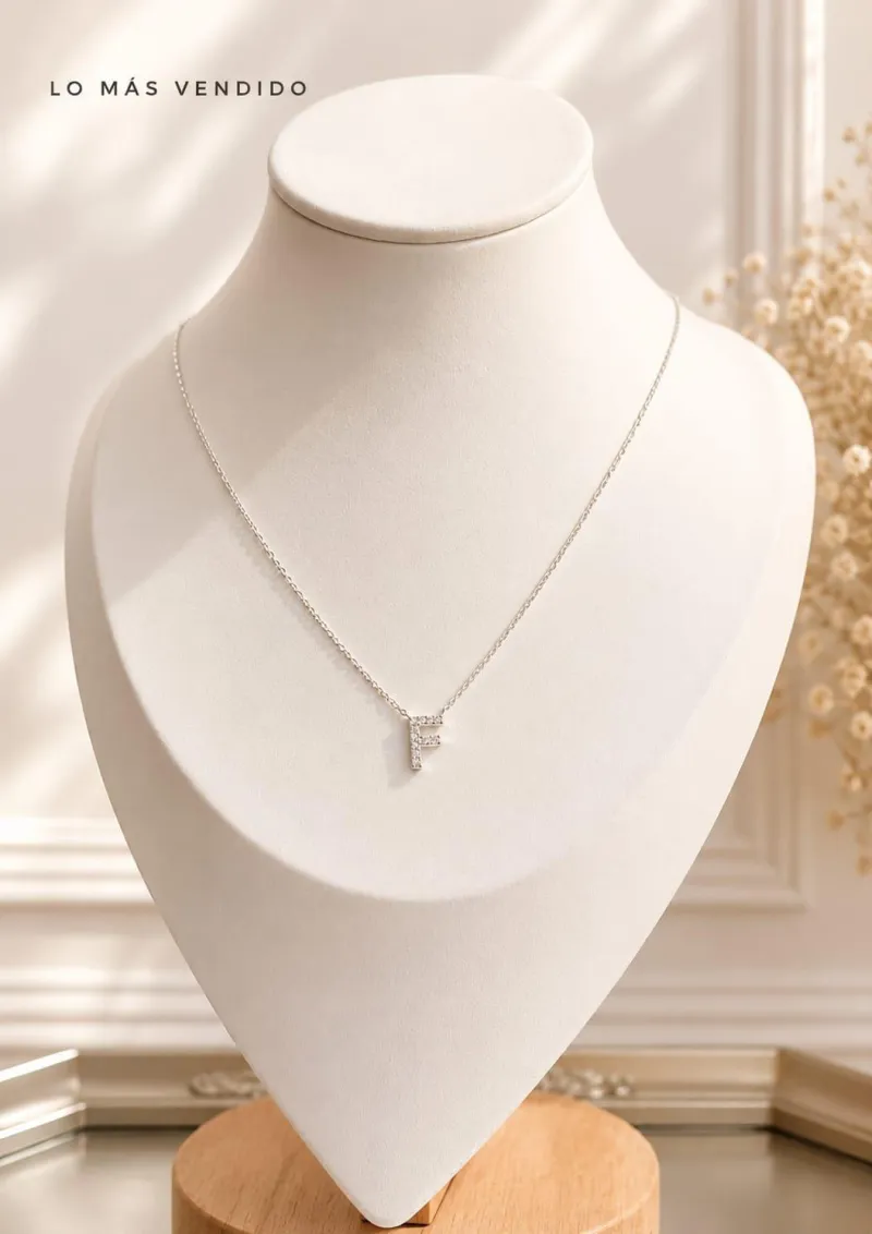 cadena con letra F -Plata Italiana -Mayorista
