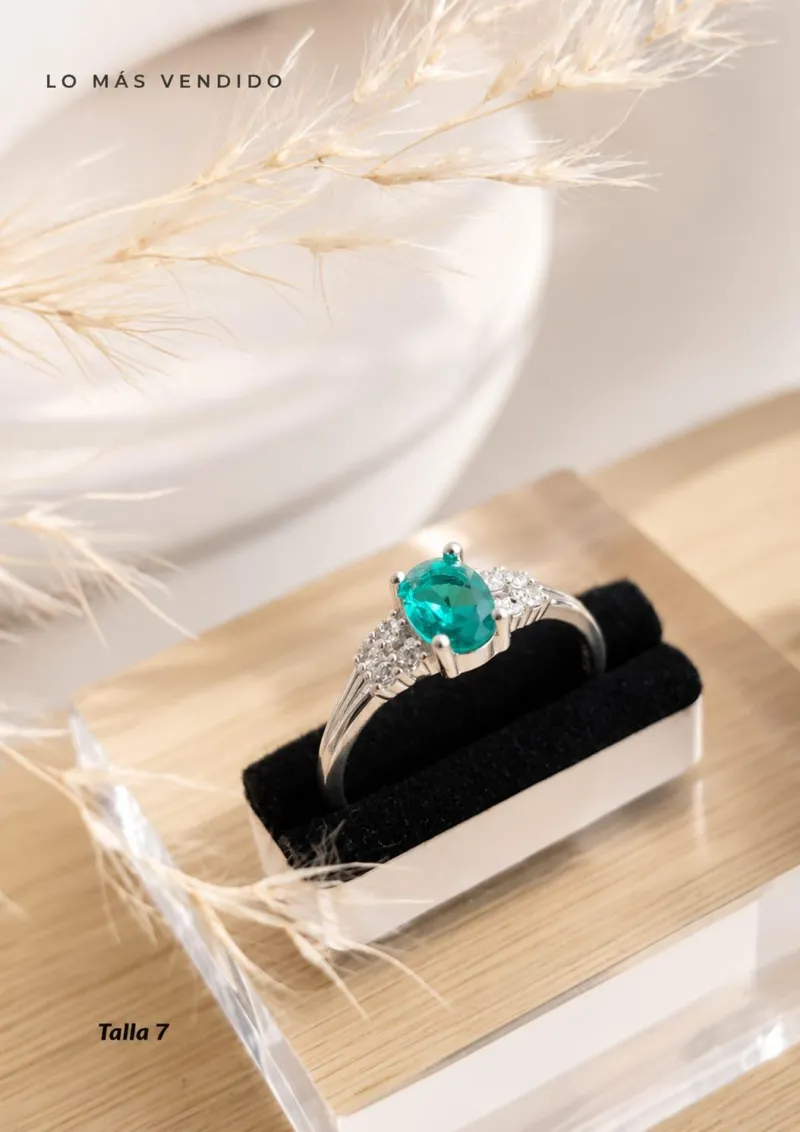 Anillo  turquesa -Plata Italiana -Mayorista