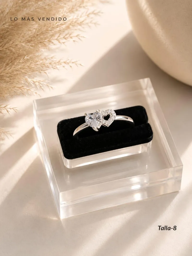 Anillo corazones ENTRELAZADOS -Plata Italiana -Mayorista