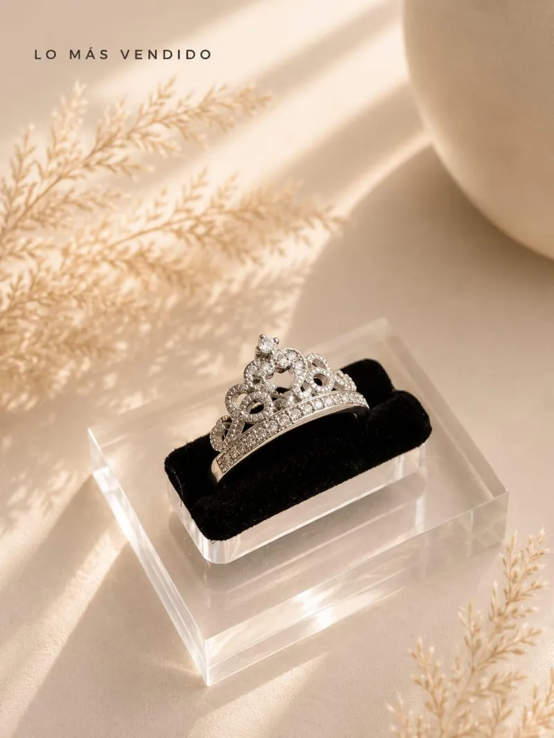Anillo Corona (Talla 8)- Plata Italiana 925