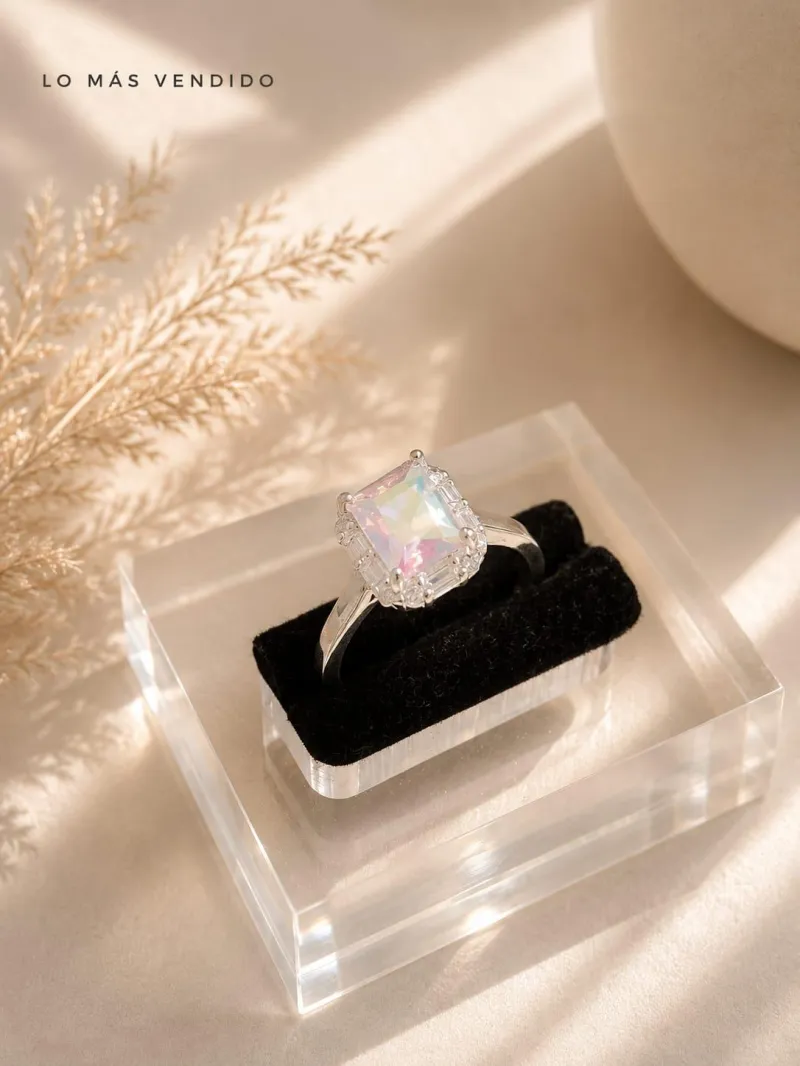 Anillo Tornasol Plata Italiana 925 
