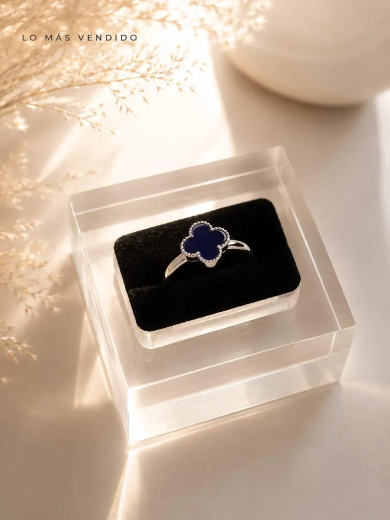 Anillo Trébol  (Talla 4) - Plata Italiana 925 - mayorista