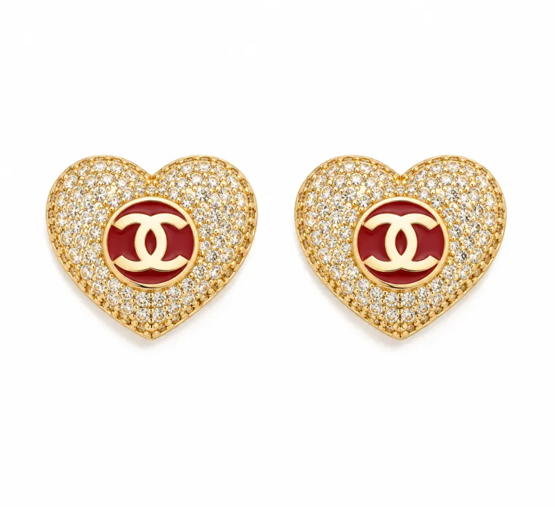 Aretes Chanel Corazón Rojo