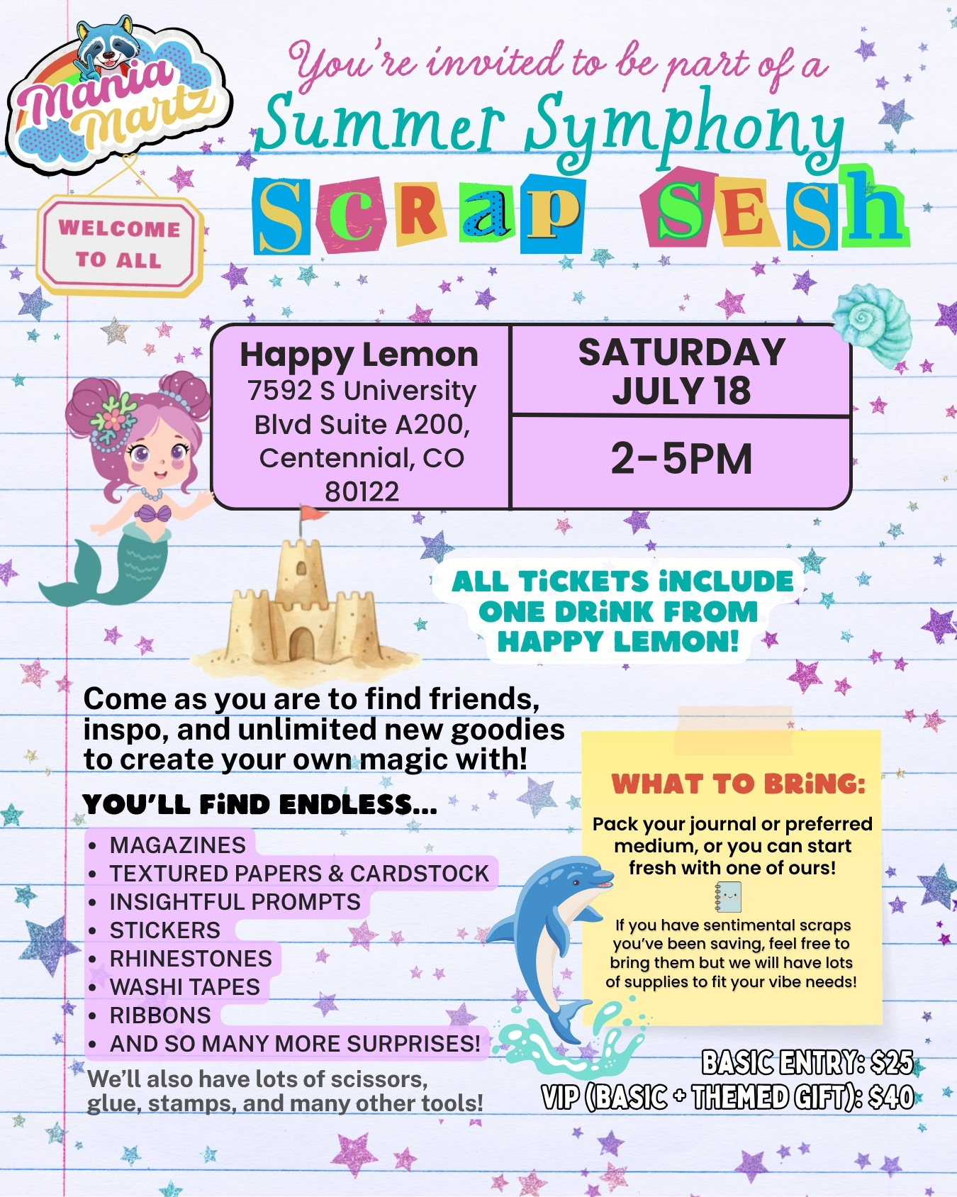 July 18: Junk Journaling Scrap Sesh at Happy Lemon Centennial