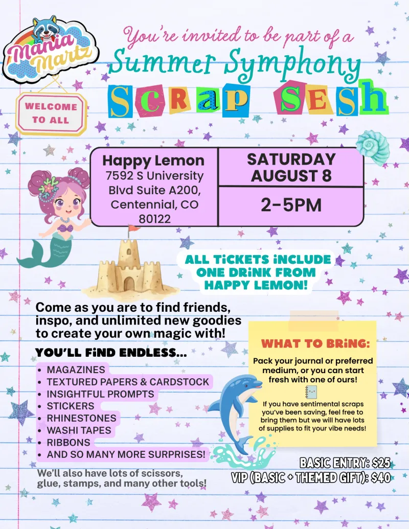 August 8: Junk Journaling Scrap Sesh at Happy Lemon Centennial
